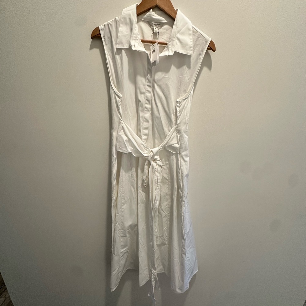 Banana Republic White Sleeveless Dress Tie Waist